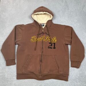 Vintage Southpole Mens XL Brown Full Zip Hoodie Waffle Lined Embroidered Y2K 90s